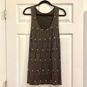 Anaikka Brown Stud and Beaded 1920s Style Dress